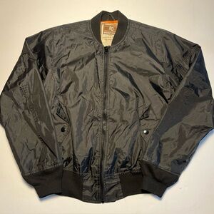 Vintage Amongst Others Bomber Jacket Mens S Black Full Zip Water Repellant
